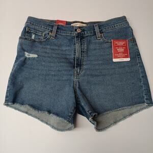 Signature Levi Strauss Women's Mid Rise 4" Denim Shorts Size 8 W29 Blue